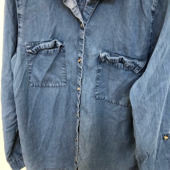 Women's GAP Button Down Chambray Shirt Sz Large L - Picture 3 of 12
